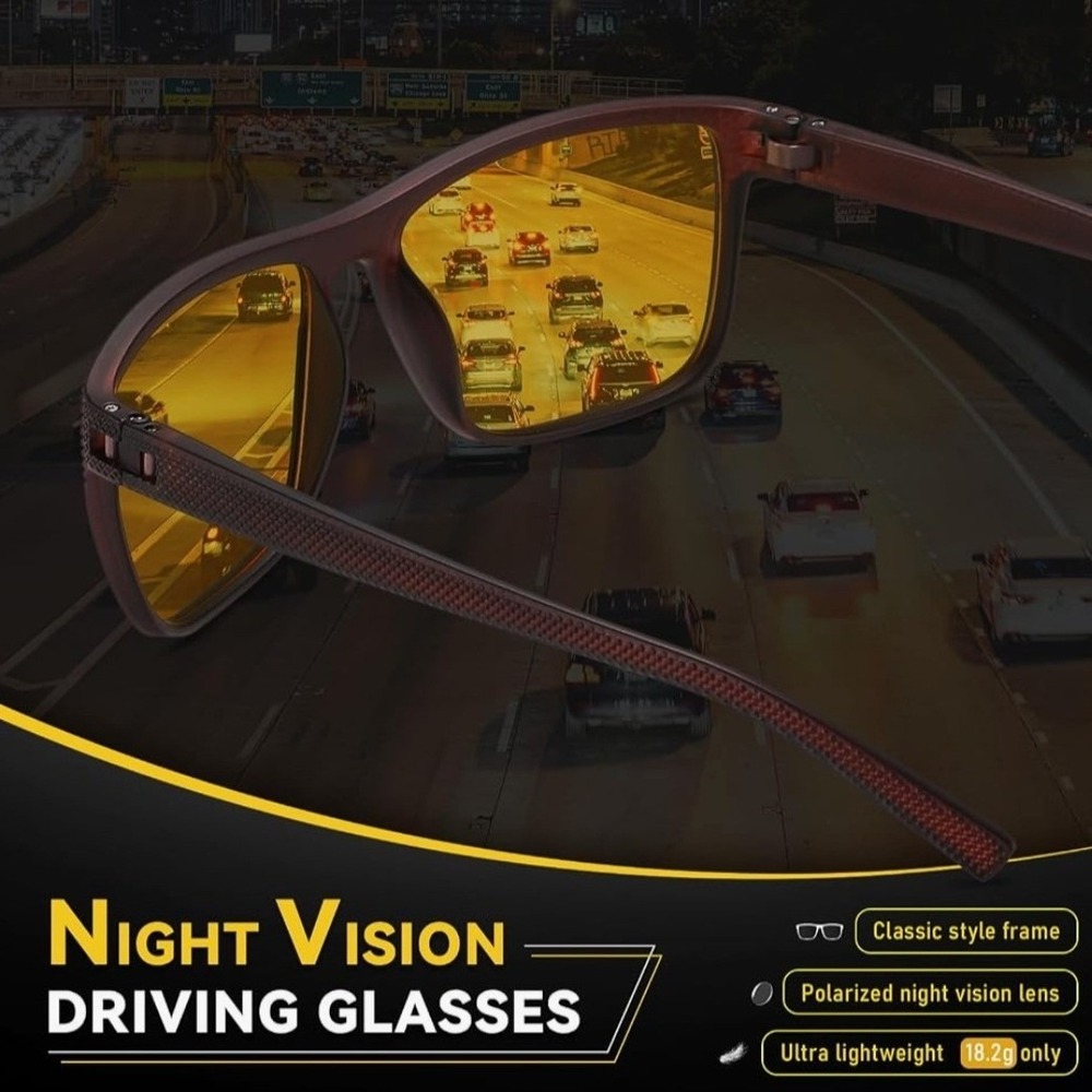 Night Vision Driving Glasses Polarized Yellow Lens Anti Glare UV Protection